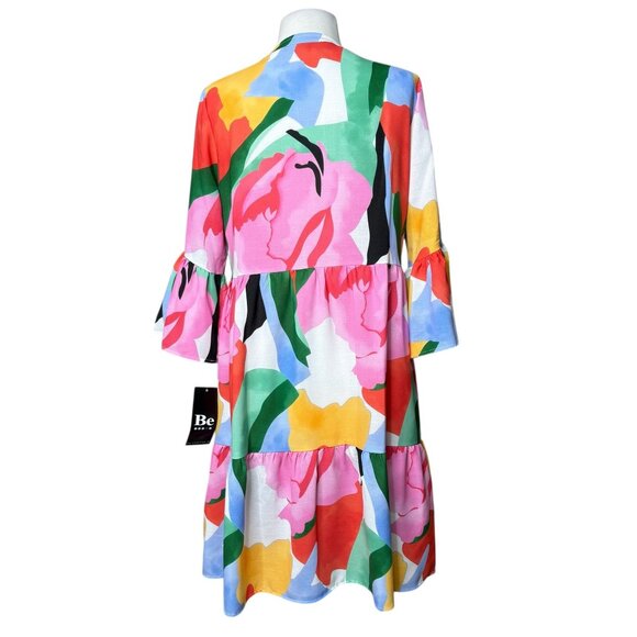 Be by CHETTA B Womens 3/4 Sleeve Abstract Babydoll Dress Petite - Picture 2 of 8